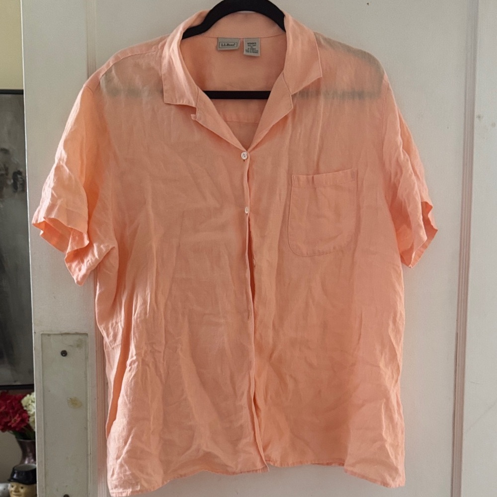 LL BEAN button down linen blouse